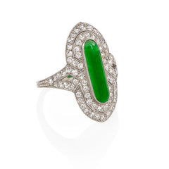 Art Deco jade and diamond ring