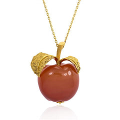 Gold and carnelian apple pendant
