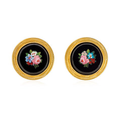 Antique gold and micromosaic flower earrings