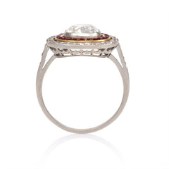French Art Deco ruby and diamond ring