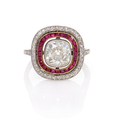 French Art Deco ruby and diamond ring