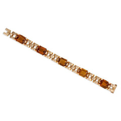 A Retro gold and citrine link bracelet