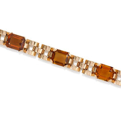A Retro gold and citrine link bracelet
