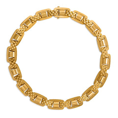 Antique gold oblong and brick link necklace