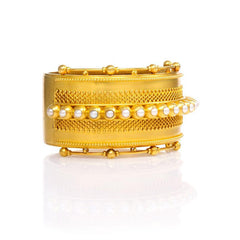 Antique gold and pearl cuff bracelet
