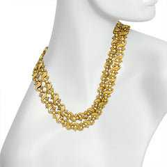 Antique gold repoussé link necklace