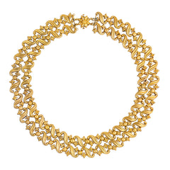 Antique gold repoussé link necklace