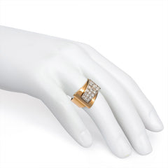 Retro gold and diamond geometric bypass ring