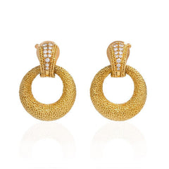 Van Cleef & Arpels textured gold door-knocker hoop earrings