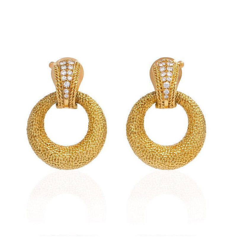 Van Cleef & Arpels textured gold door-knocker hoop earrings