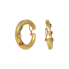 Gold and gemset hoop earrings