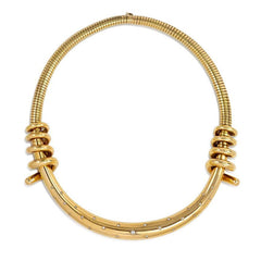 Retro gold necklace with star-set diamonds, Mellerio