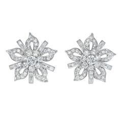 Diamond flower head earrings