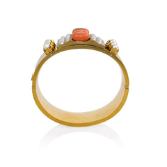 Antique gold, coral, and enamel plaque bracelet