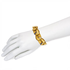 Retro gold, sapphire and diamond horseshoe bracelet