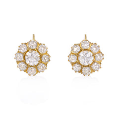 Antique gold and diamond cluster earrings