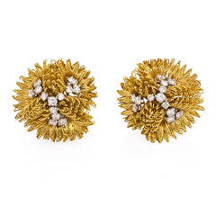 Cartier, France gold and diamond wirework earrings