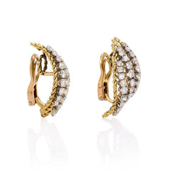 Gold and diamond flame design earrings