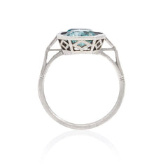 Art Deco blue zircon and onyx ring