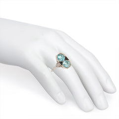 Art Deco blue zircon and onyx ring