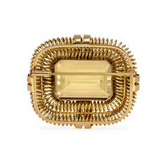 Retro gold and citrine rectangular wirework brooch