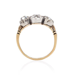 Antique three stone gold and diamond ring