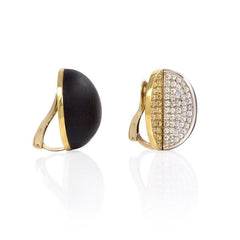 Gold, ebony, and diamond geometric earrings