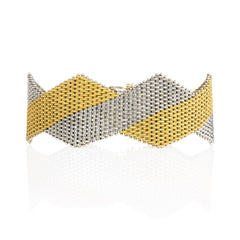 Two-color woven gold bracelet