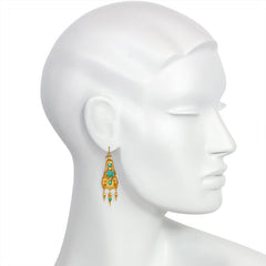 Antique gold and turquoise earrings of scrolling design