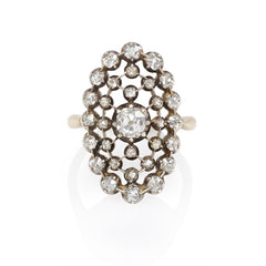 Antique diamond latticework ring