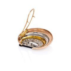 Retro three-color gold and enamel cat brooch