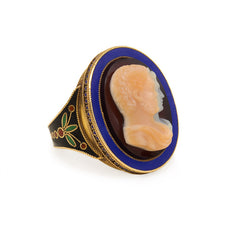 Antique enamel cameo ring