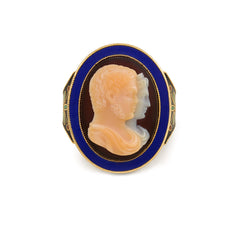 Antique enamel cameo ring