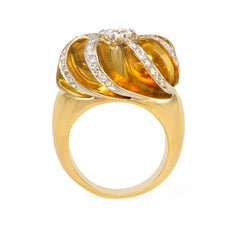 René Boivin Retro gold and diamond swirl ring