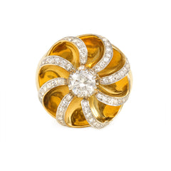 René Boivin Retro gold and diamond swirl ring