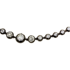 Antique old mine diamond rivière necklace