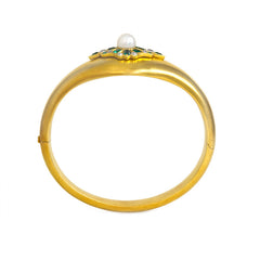 Antique gold, emerald, pearl, and diamond bangle