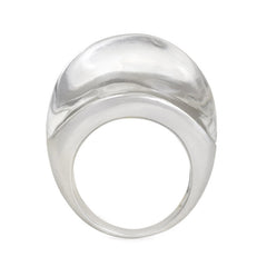 White gold, crystal, and diamond bombé ring