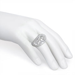 White gold, crystal, and diamond bombé ring