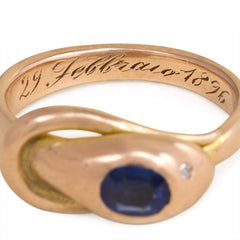 Antique gold and gemset serpent ring