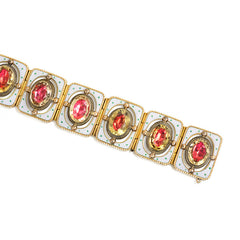 Antique gold and white enamel bracelet, France
