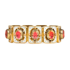 Antique gold and white enamel bracelet, France