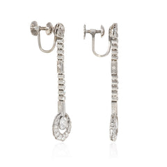 Art Deco diamond scalloped pendant earrings