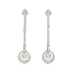 Art Deco diamond scalloped pendant earrings