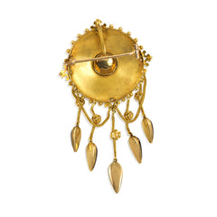 Antique gold, garnet and pearl pendant brooch