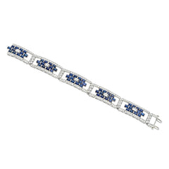 Superb Art Deco sapphire and diamond plaque bracelet