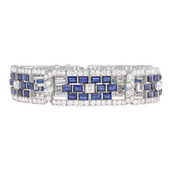 Superb Art Deco sapphire and diamond plaque bracelet