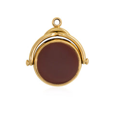 Antique gold, bloodstone, and carnelian swivel pendant
