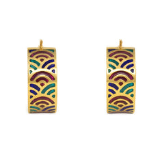 Gold and multi-colored enamel hoop earrings