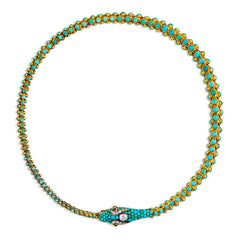 Antique gold and turquoise tapered serpent necklace